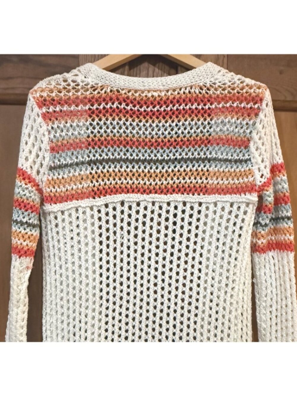 size‎ S Pol ivory crochet cardigan duster multicolor Summer sweater beach? - Picture 6 of 7